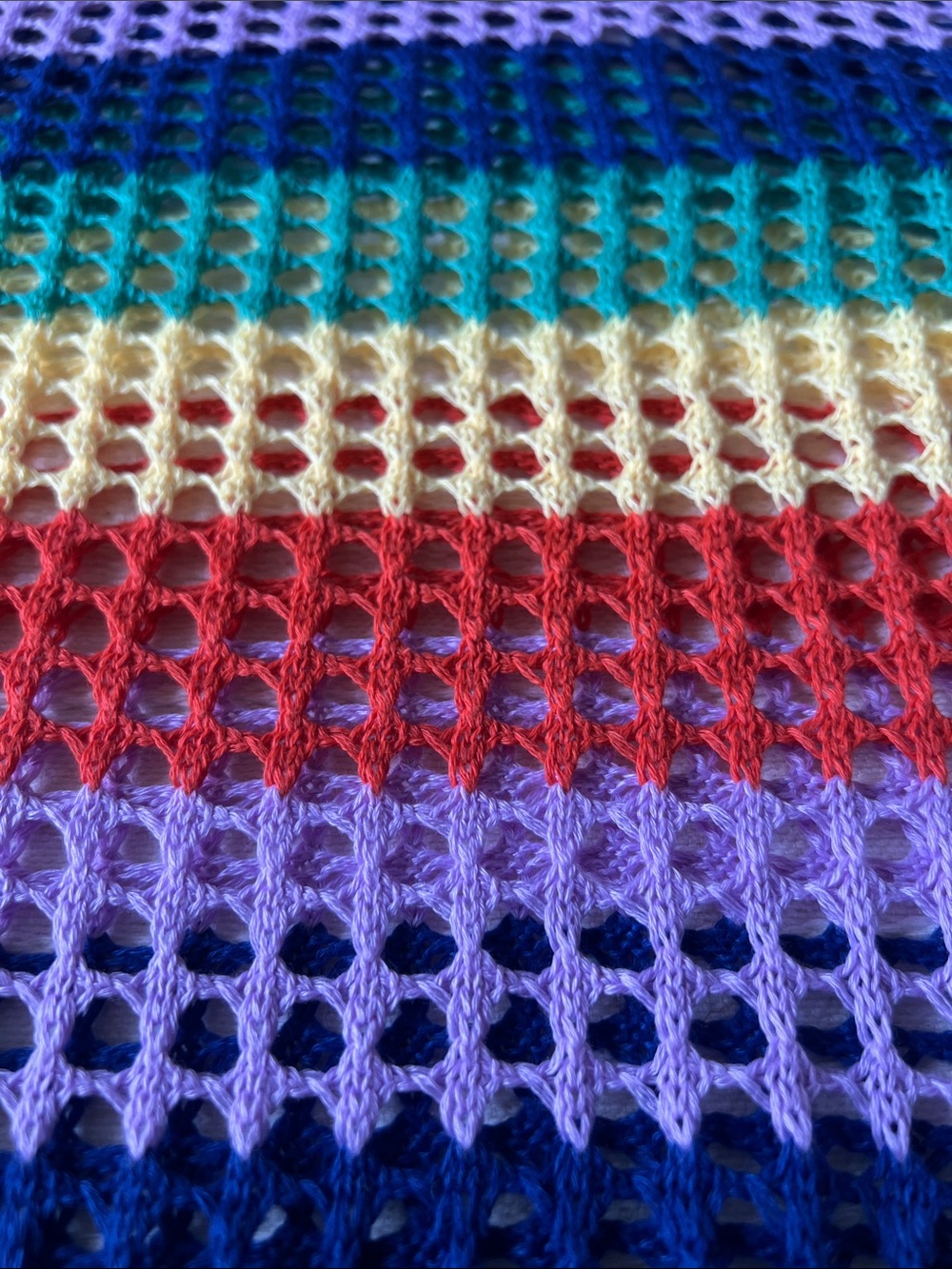 SHEIN Rainbow Crochet Halter Swim Coverup – Red, Yellow, Green, Blue, Purple - Picture 3 of 5